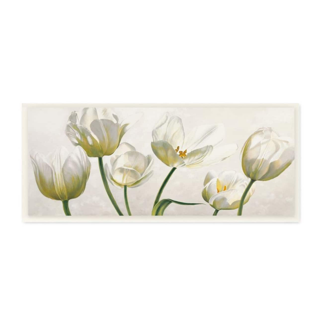 Stupell Industries Soft White Blooming Tulips Wooden Wall Plaque